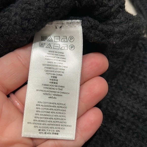 Michael Kors black chunky knit ribbed gold stud pullover sweater large - Picture 5 of 7